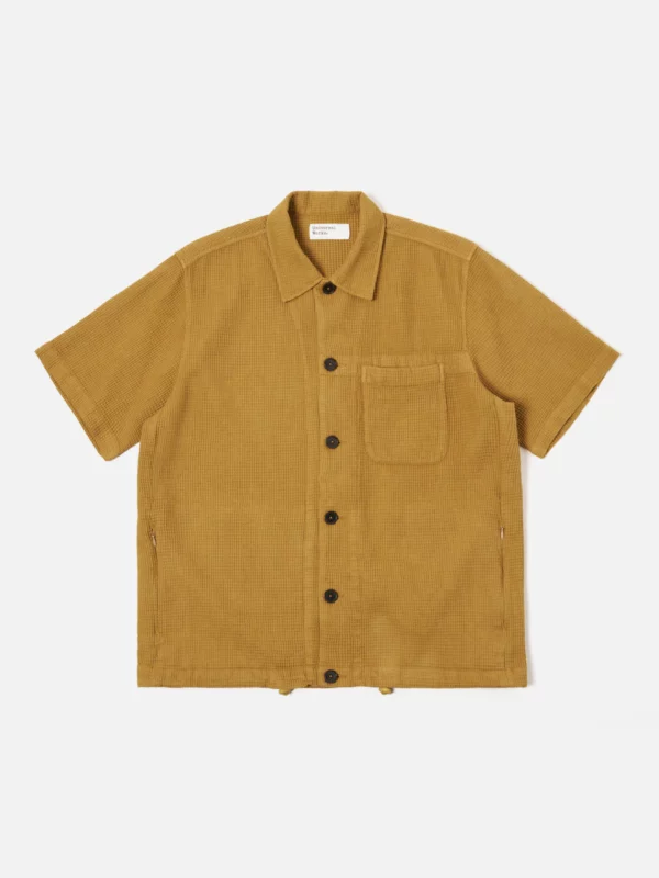 Universal works Tech Overshirt in Camel Nippon Waffle - Afbeelding 3