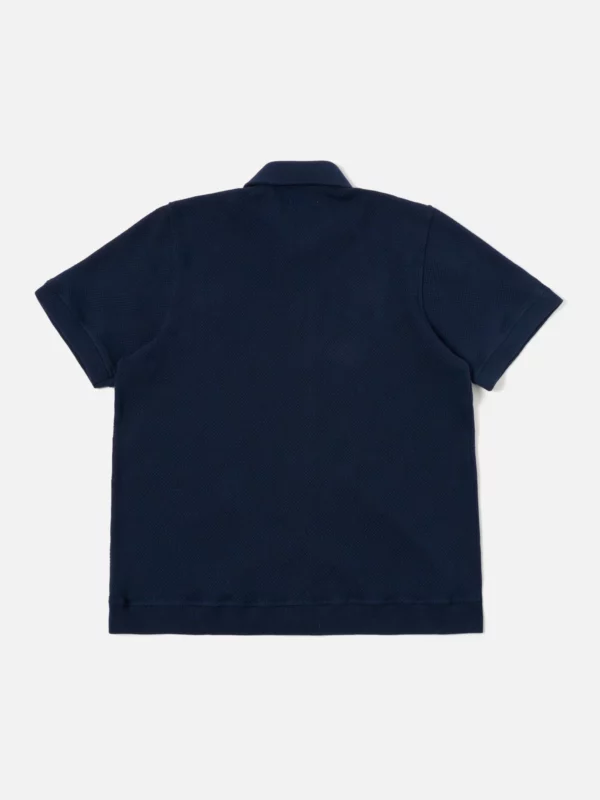 Universal Works Button Through Polo in Bright Navy Fantasy Checkerboard - Afbeelding 4