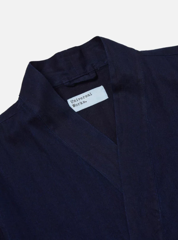 Universal Works Kyoto Work Jacket in Indigo Herringbone Denim - Afbeelding 3