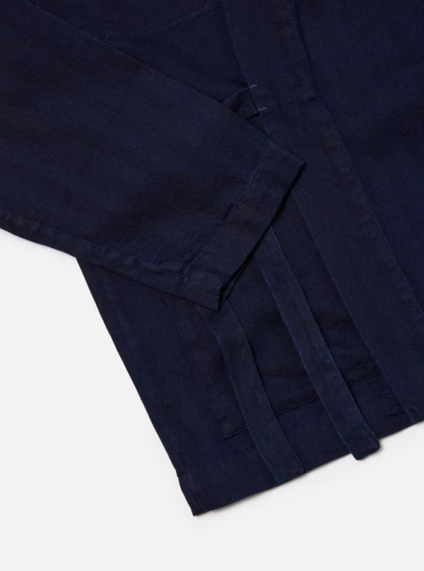 Universal Works Kyoto Work Jacket in Indigo Herringbone Denim - Afbeelding 4