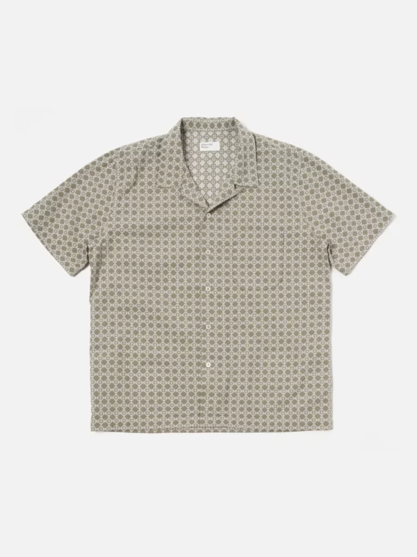 Universal Works Road Shirt in Sand/White Rhodes Cotton - Afbeelding 3