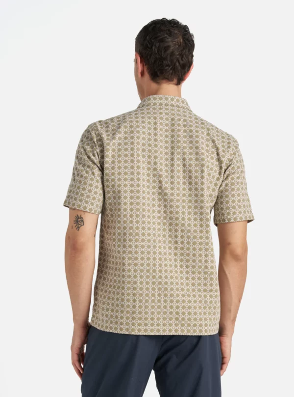 Universal Works Road Shirt in Sand/White Rhodes Cotton - Afbeelding 2