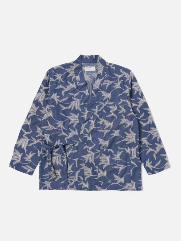 Universal Works Kyoto Work Jacket in Indigo Summer Jungle Cotton - Afbeelding 3