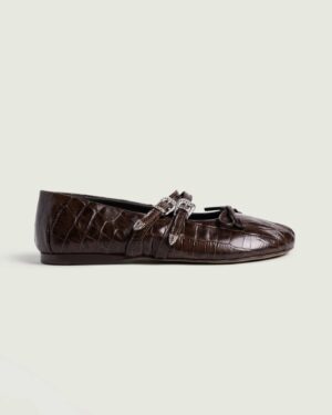 Posa - Vita Ballerina Western - Croco Leather - Dark Brown